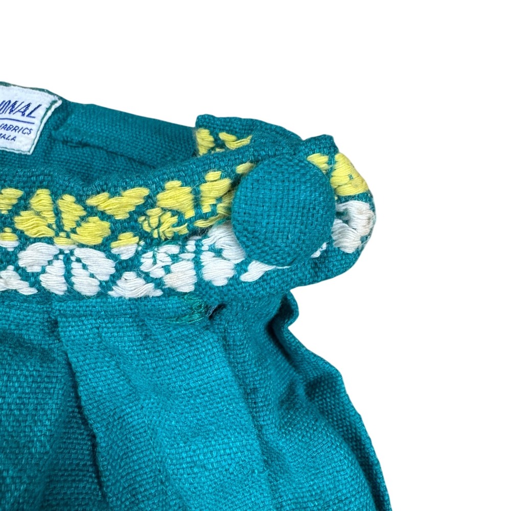 Vtg LaRegional Handwoven Skirt Womens Size 24 Folk Art Teal Multicolor Guatemala - Picture 6 of 10